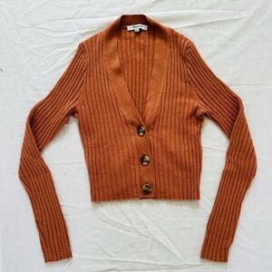 Madewell Brenville Burnt Orange Wool Blend Cropped Cardigan